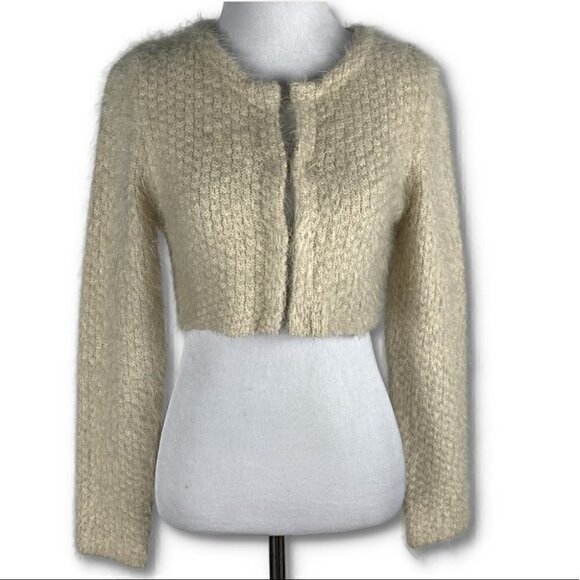 Ando store Womens cropped sweater size M cream cardigan minimalist - Picture 1 of 10